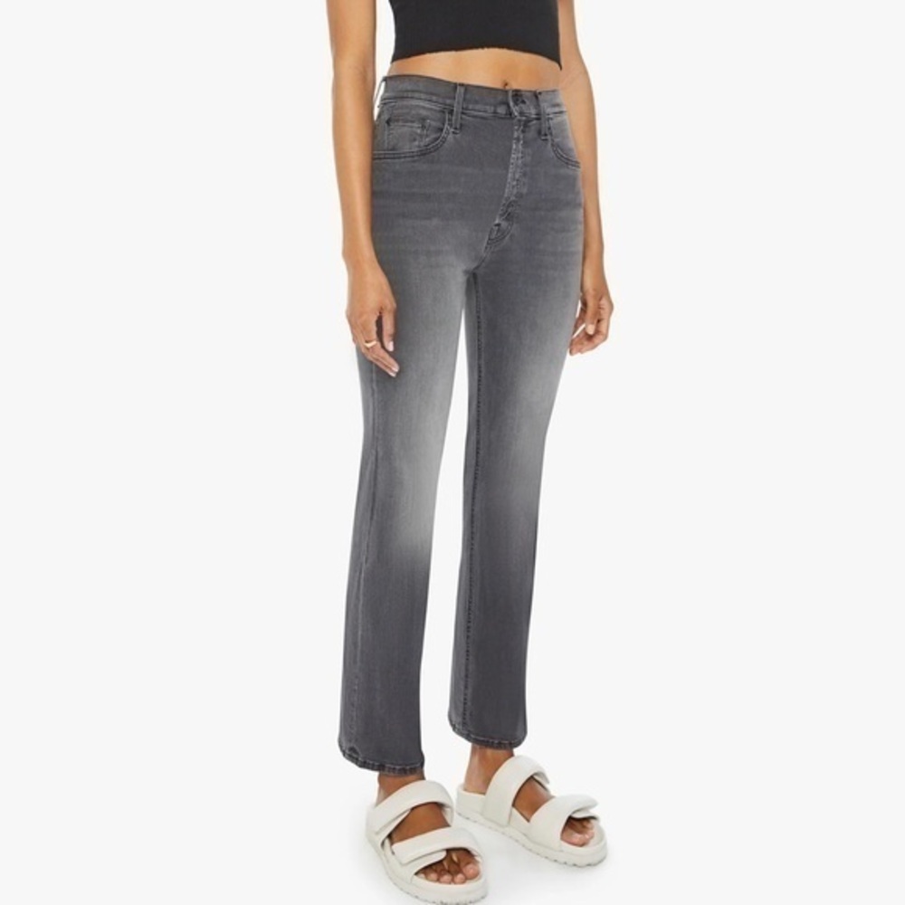 MOTHER 26 Mid-Rise Dazzler Ankle Jeans in Lighting Up Lanterns Gray